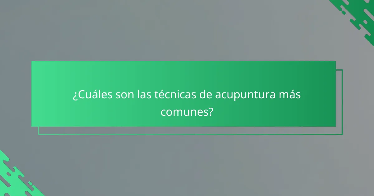 ¿Cuáles son las técnicas de acupuntura más comunes?