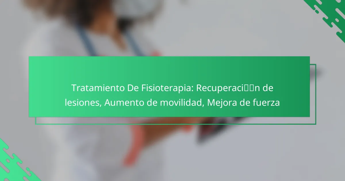 Tratamiento De Fisioterapia: Recuperación de lesiones, Aumento de movilidad, Mejora de fuerza