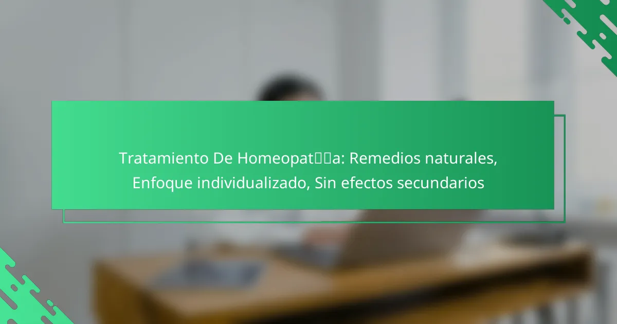 Tratamiento De Homeopatía: Remedios naturales, Enfoque individualizado, Sin efectos secundarios