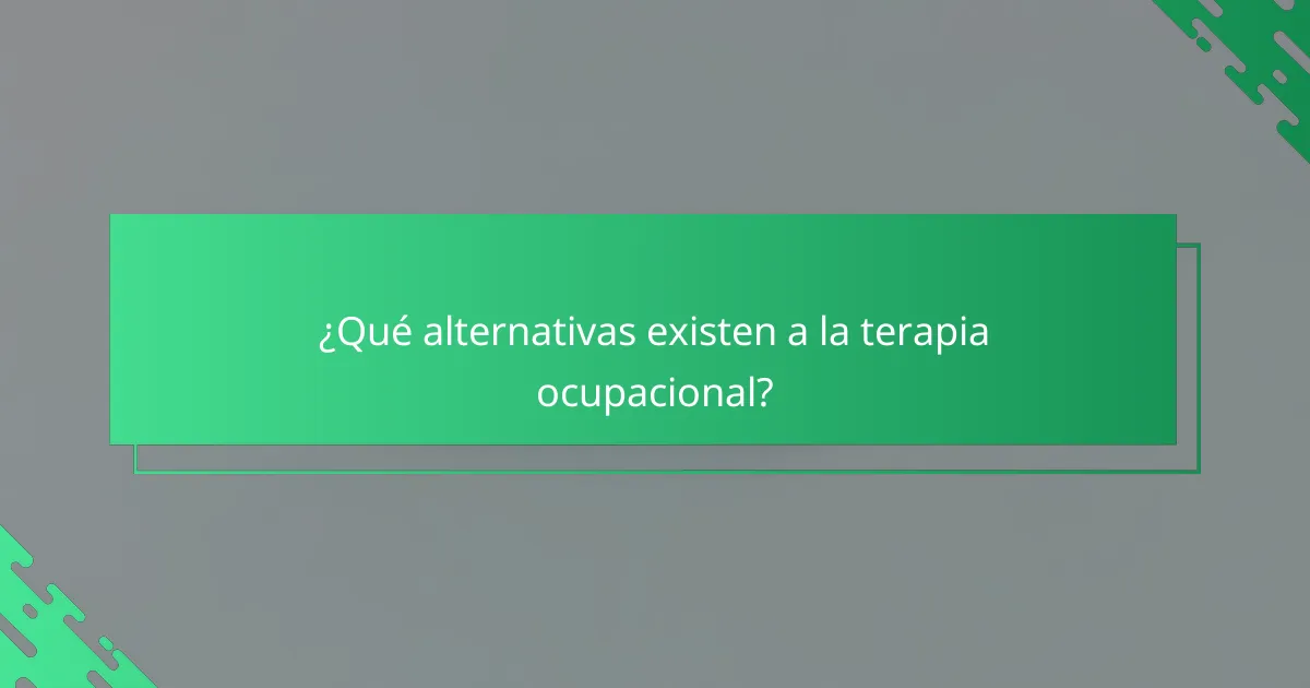 ¿Qué alternativas existen a la terapia ocupacional?
